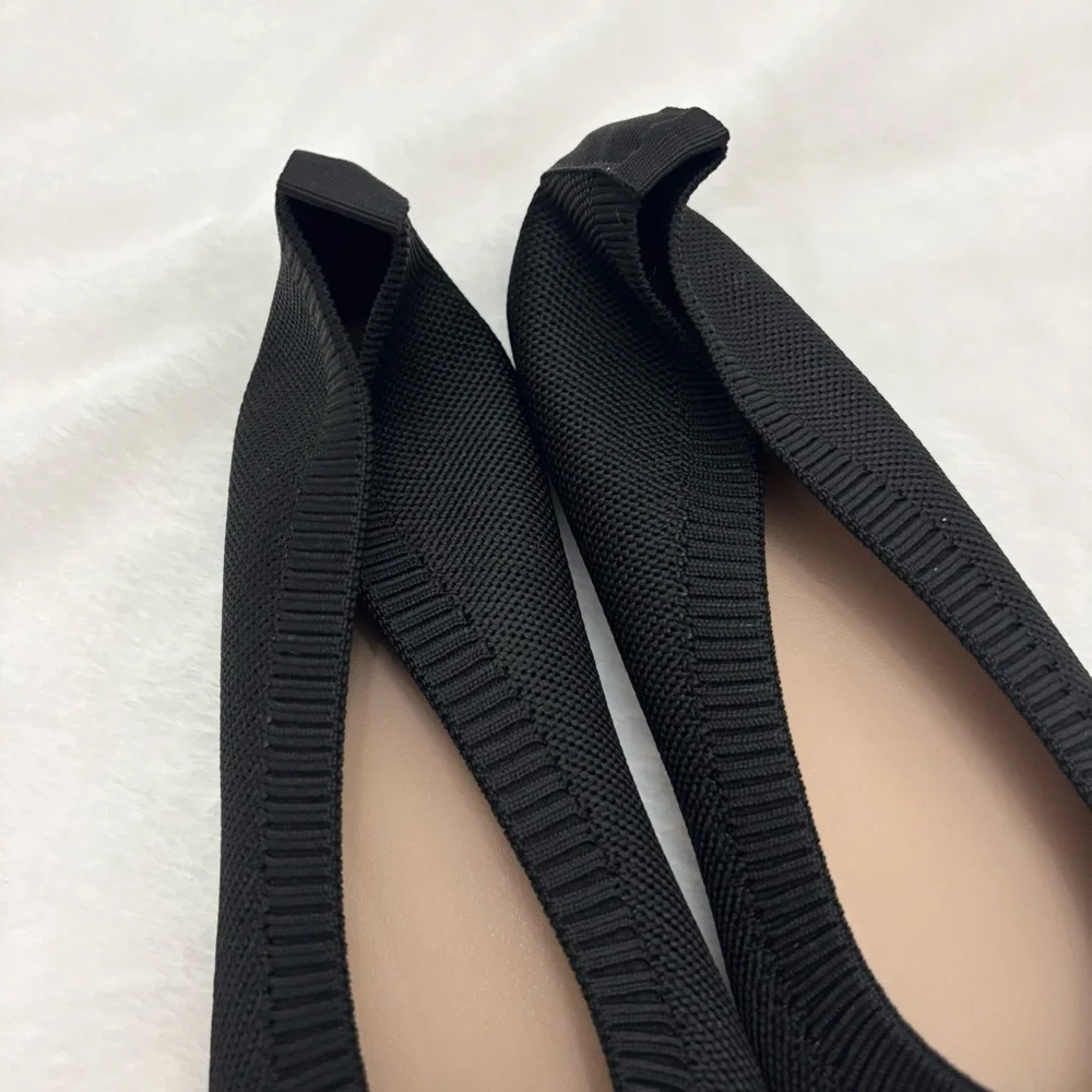 NWT Shein Black Knit Flats Women’s Size 9.5
